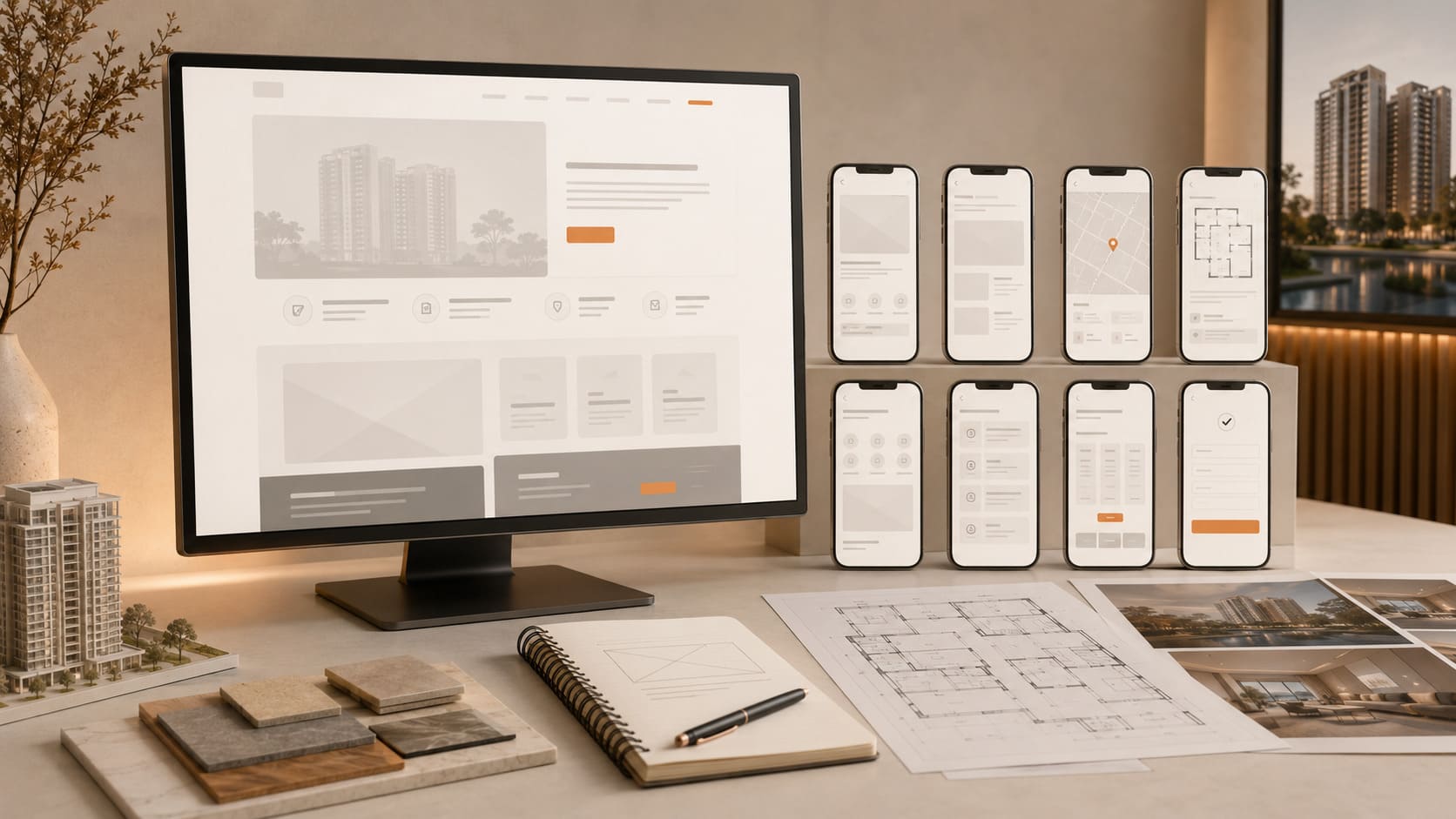 Property website wireframe case study for project overview, location, floor plans, buyer guidance, and enquiry flow